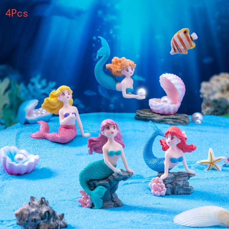Marine Aquarium Hobby - 4Pcs 플라스틱 물고기 탱크 작은 인어