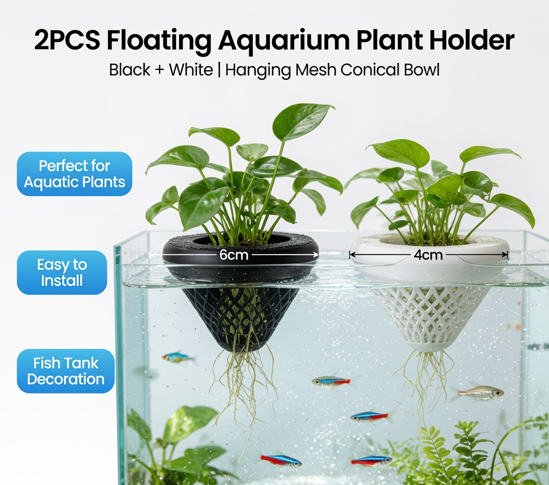 2PCS 플로팅 수족관 식물 홀더, 물고기 탱크용 걸이 - Marine Aquarium Hobby 리뷰 및 가격